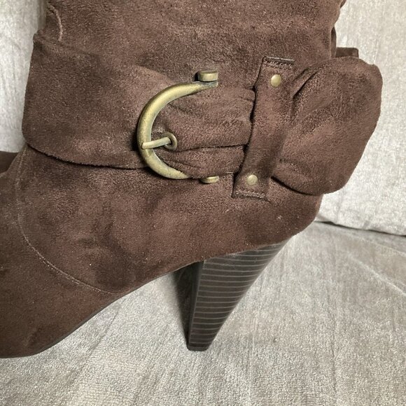 Apt 9 Black Slouchy Zip Side Ladies Dress Boots With Buckle 4” Heel size 10 - Picture 2 of 11